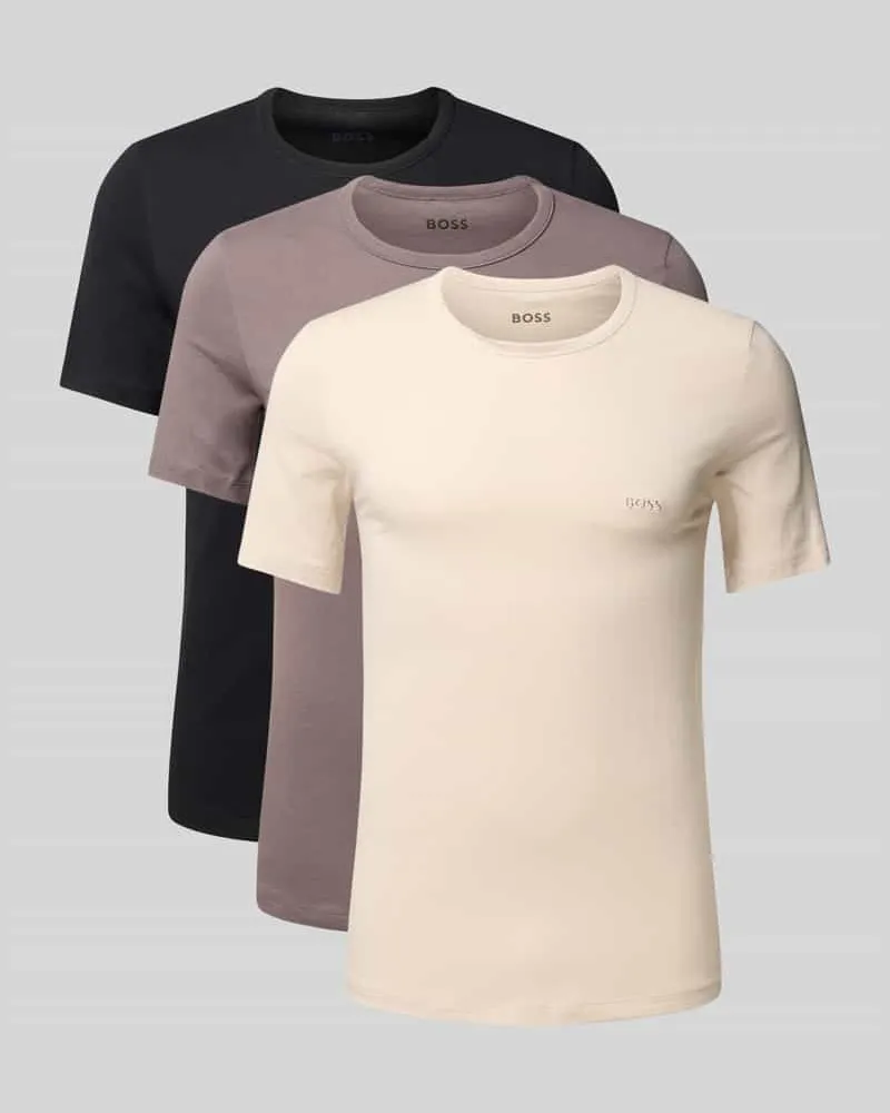 HUGO BOSS Regular Fit T-Shirt im 3er-Pack aus reiner Baumwolle Mittelgrau