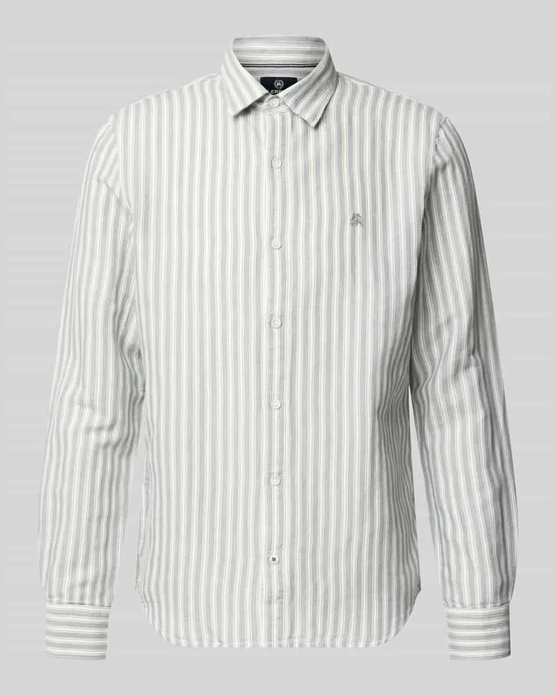 Lerros Regular Fit Freizeithemd aus Leinen-Mix mit Kentkragen Graphit