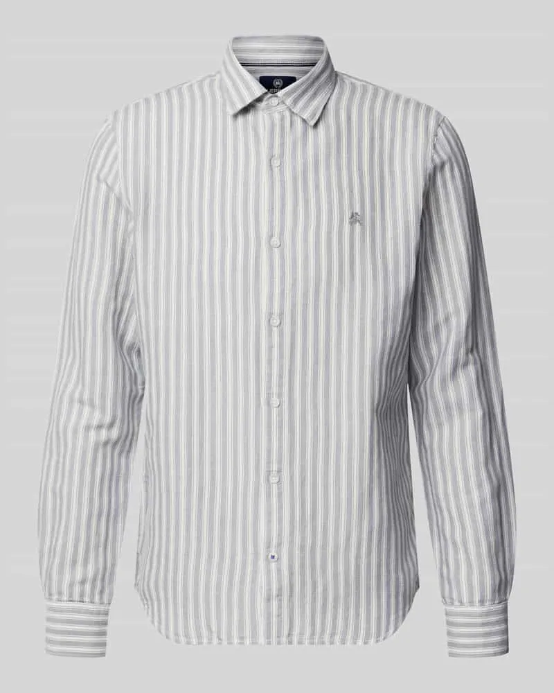 Lerros Regular Fit Freizeithemd aus Leinen-Mix mit Kentkragen Graphit