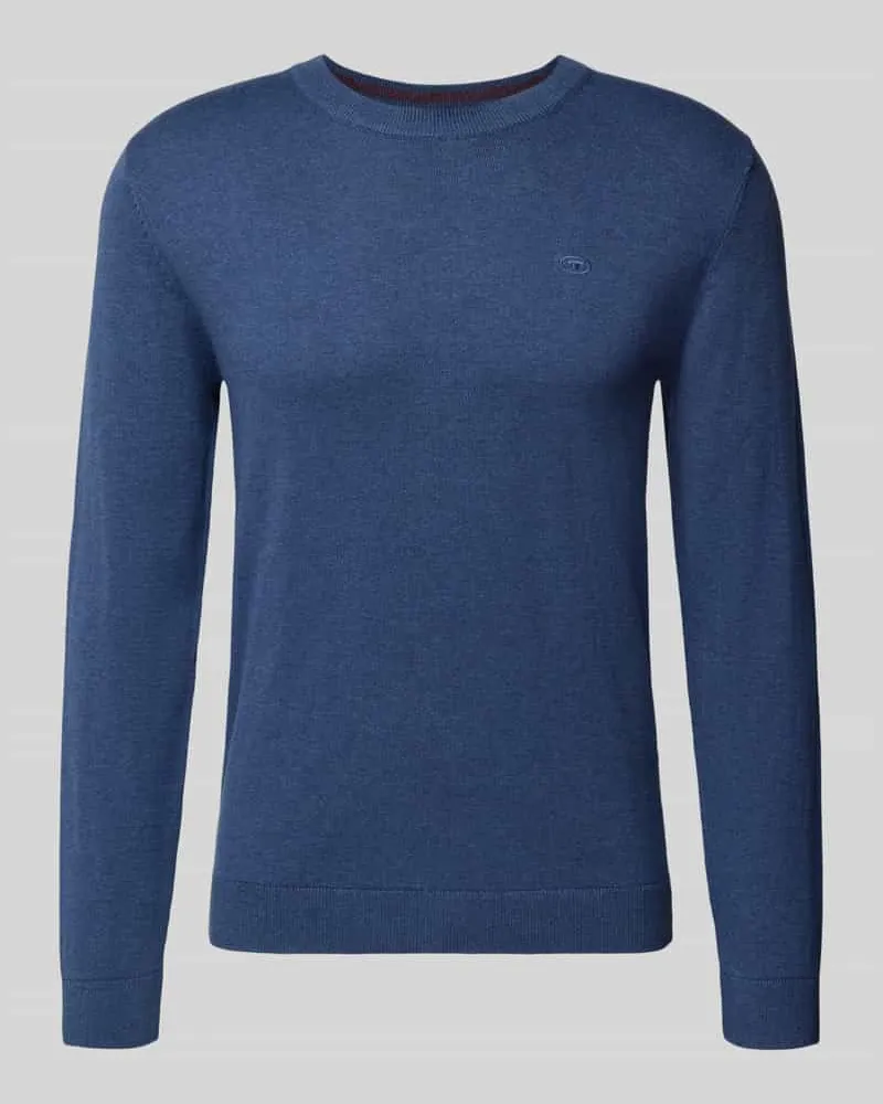 Tom Tailor Regular Fit Strickpullover aus reiner Baumwolle Blau