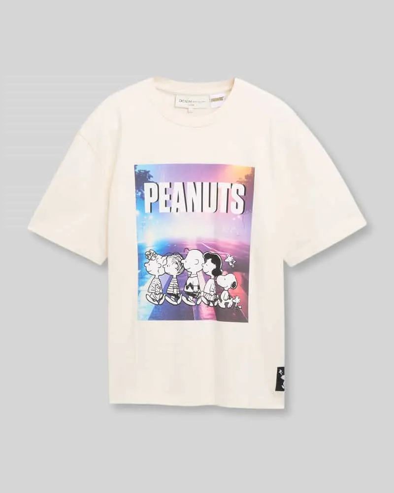 Tom Tailor Relaxed Fit T-Shirt mit Peanuts Frontprint Offwhite