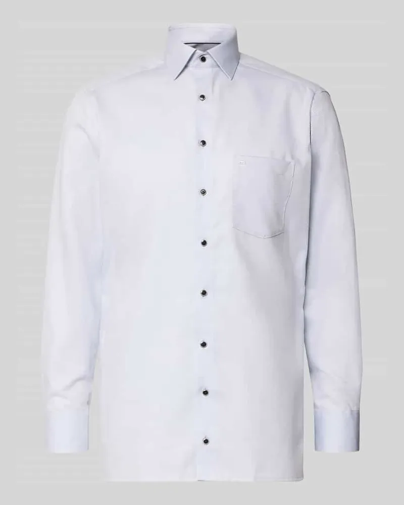 Olymp Regular Fit Businesshemd aus Baumwolle mit Kentkragen Silber