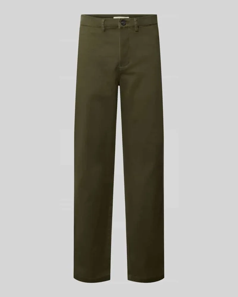Selected Straight Fit Chino aus Baumwoll-Mix Modell 'Miles Oliv