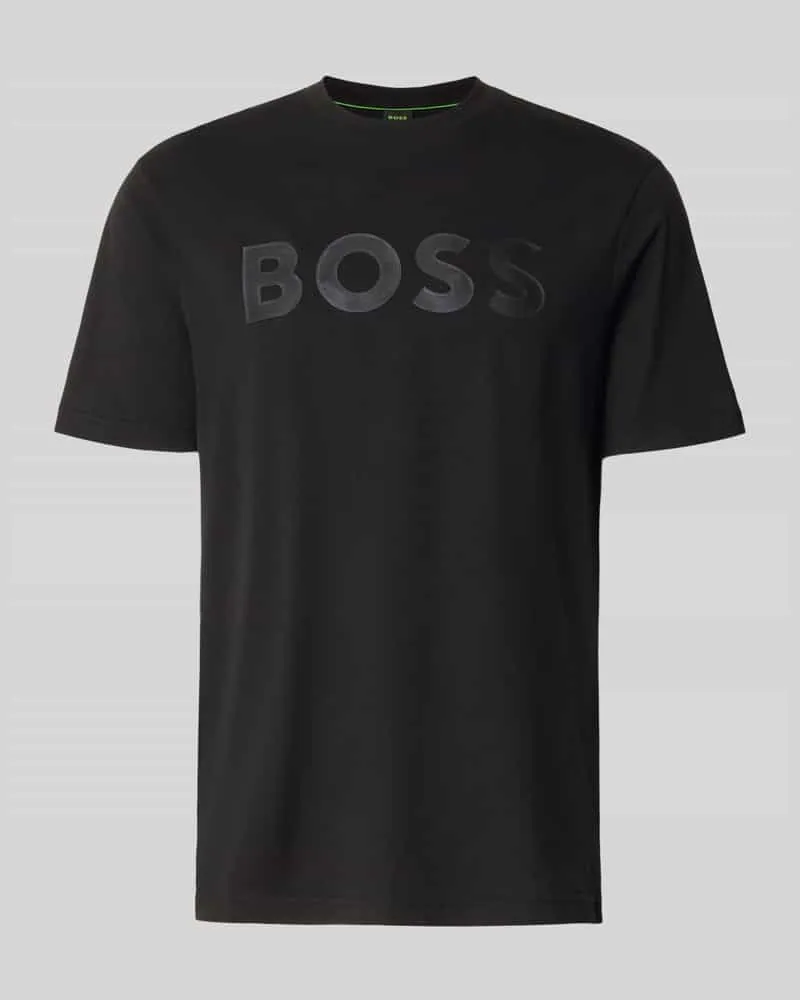 HUGO BOSS Regular Fit T-Shirt aus reiner Baumwolle Modell 'TS_STRUCTURE LOGO 1027473 Black