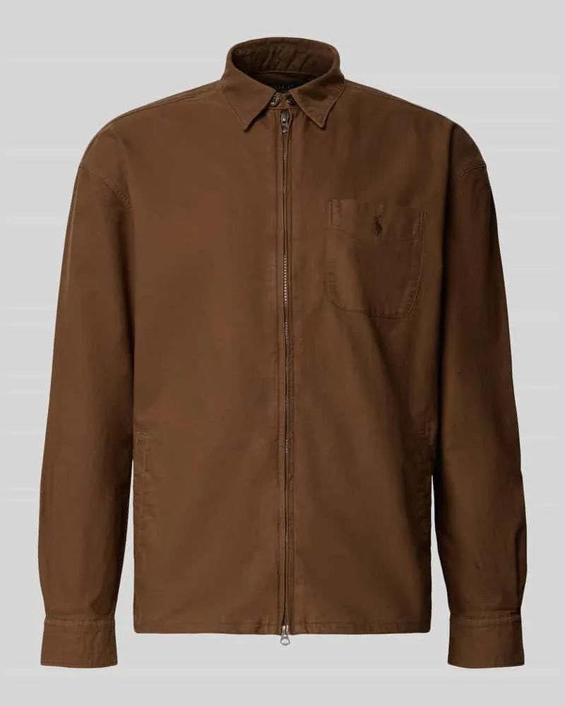 Ralph Lauren Regular Fit Hemdjacke aus reiner Baumwolle Modell 'OSACA Mittelbraun