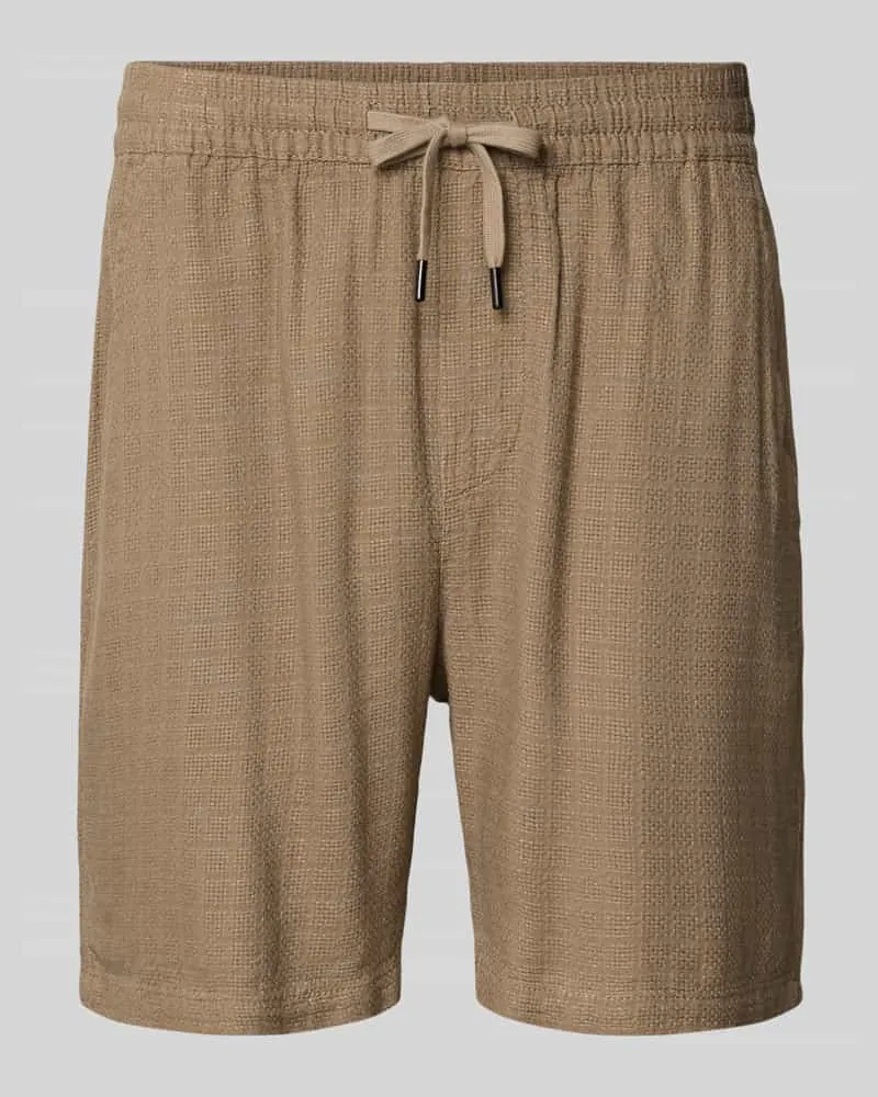 Only & Sons Regular Fit Shorts aus Viskose-Leinen-Mix Modell 'TEL LATHAM Taupe