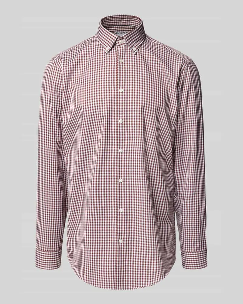 JAKE*S Regular Fit Business-Hemd mit Button-Down-Kragen Fuchsia