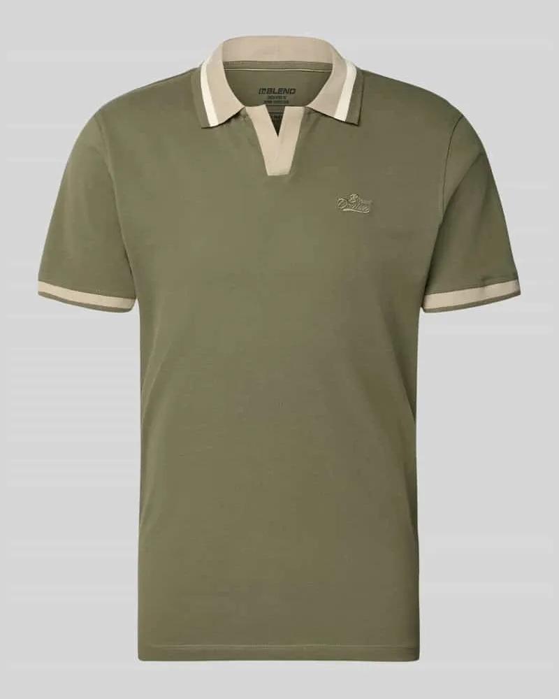 Blend Regular Fit Poloshirt mit Label-Stitching Modell 'EVO Oliv