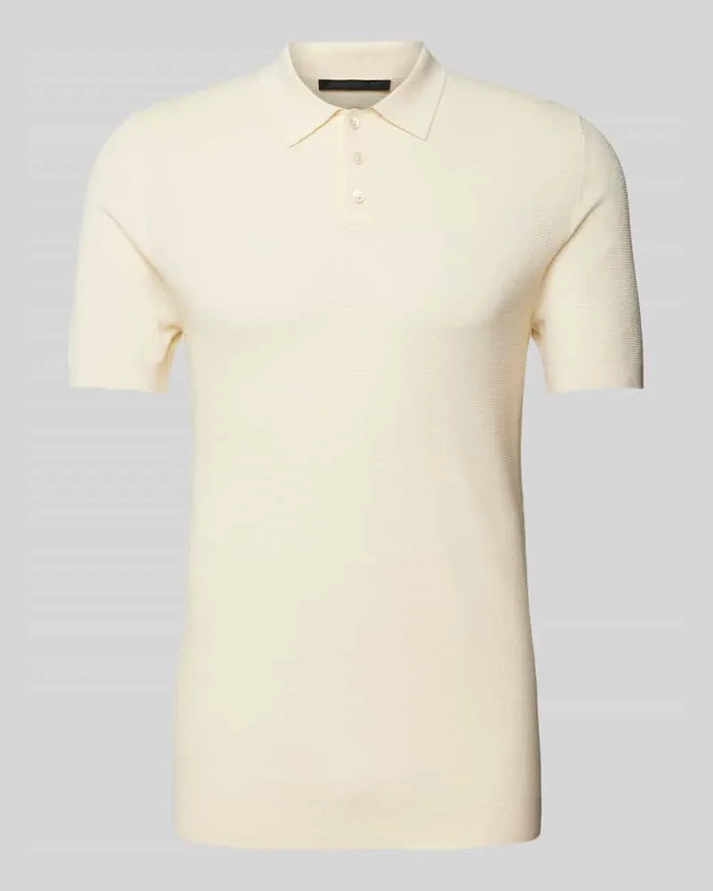 Drykorn Slim Fit Poloshirt mit Strukturmuster Modell 'Triton Offwhite