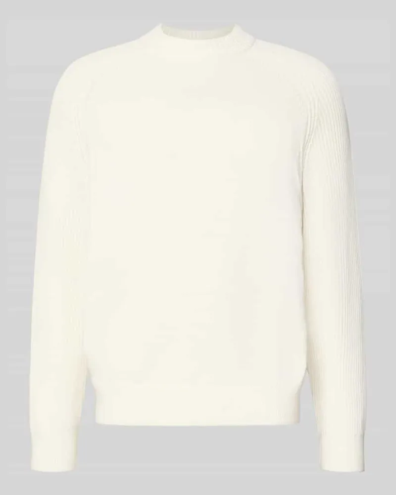 Selected Homme Regular Fit Strickpullover aus reiner Baumwolle Modell 'DERECK Offwhite