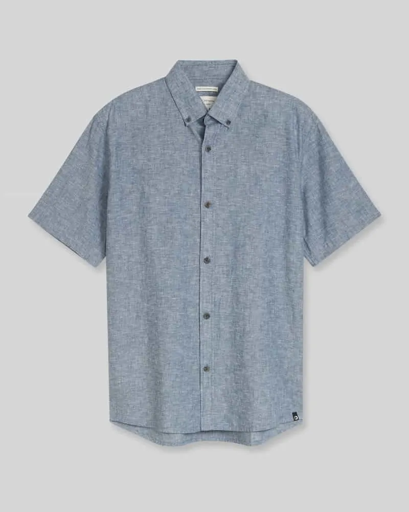 Tom Tailor Relaxed Fit Freizeithemd aus Leinen-Baumwoll-Mix Marine