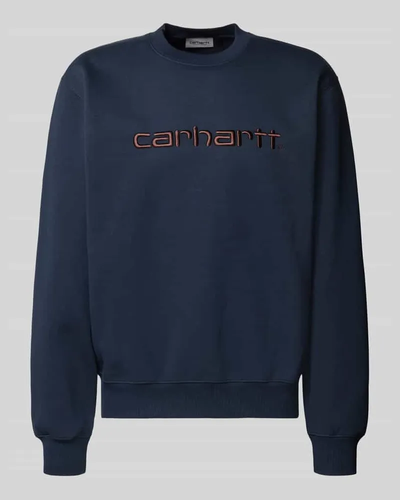 Carhartt WIP Sweatshirt mit Label-Stitching Dunkelblau