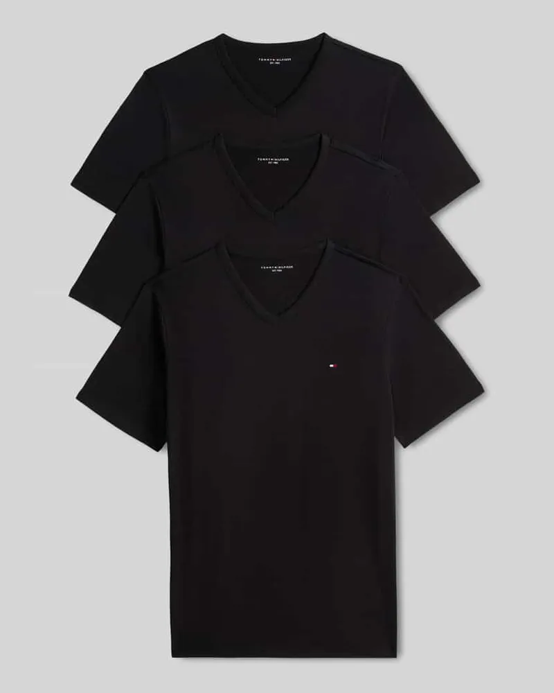Tommy Hilfiger Regular Fit T-Shirt aus Baumwoll-Mix im 3er-Pack Black