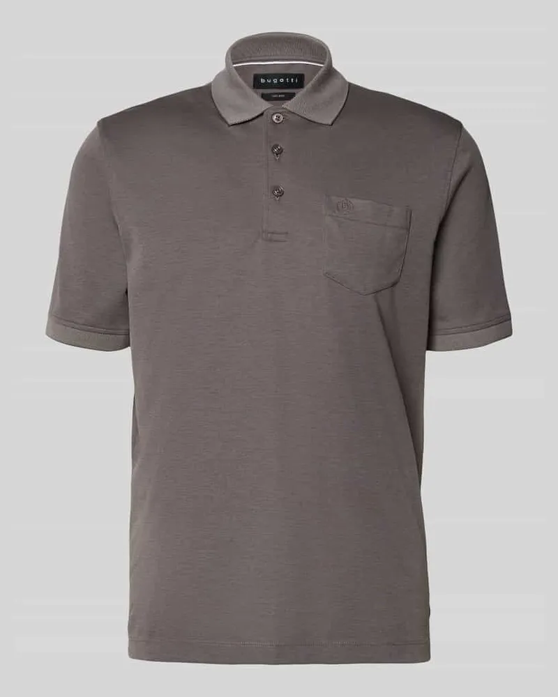Bugatti Regular Fit Poloshirt mit Brusttasche und Label-Stitching Taupe