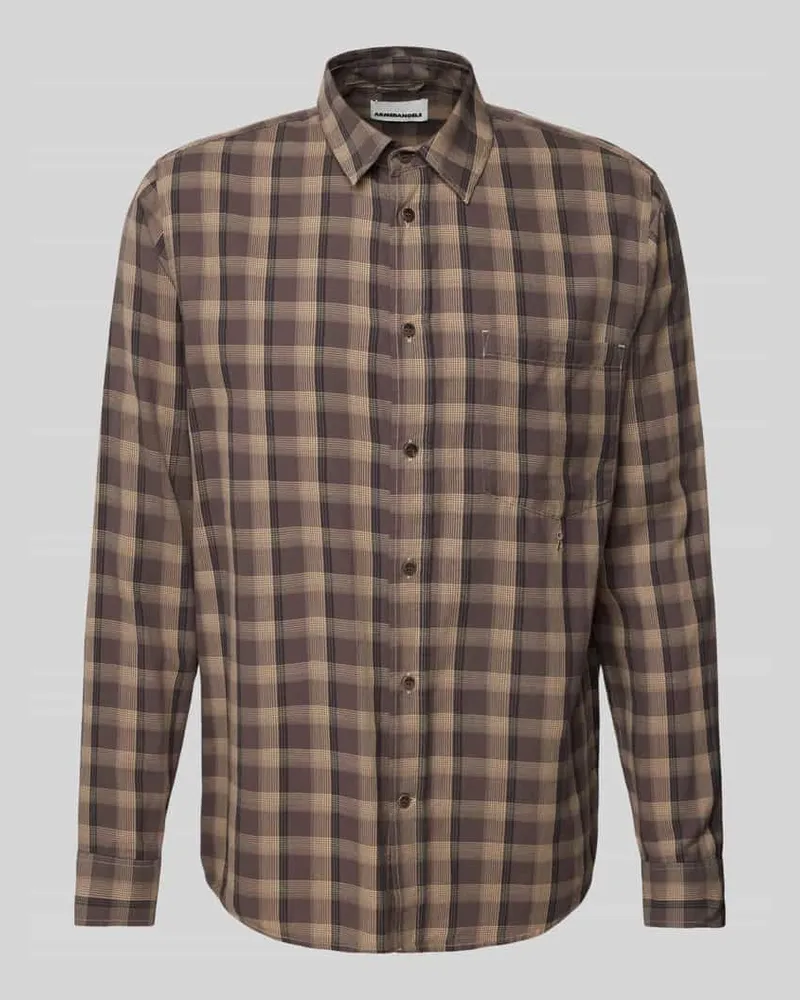 Armedangels Regular Fit Freizeithemd mit Label-Stitching Modell 'NOAAMOS Hellbraun