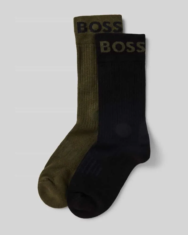 HUGO BOSS Socken mit Label-Schriftzug im 2er-Pack Modell 'Sport Oliv