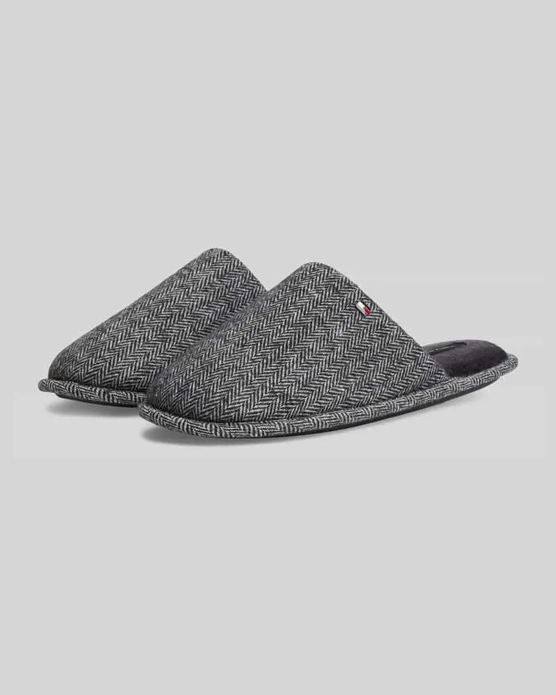 Tommy Hilfiger Hausschuh mit Logo-Detail Mittelgrau