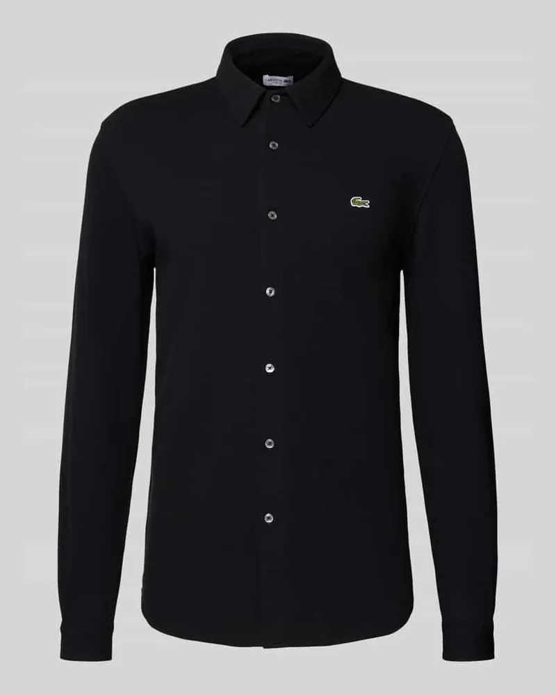 Lacoste Slim Fit Freizeithemd in Struktur-Optik Black