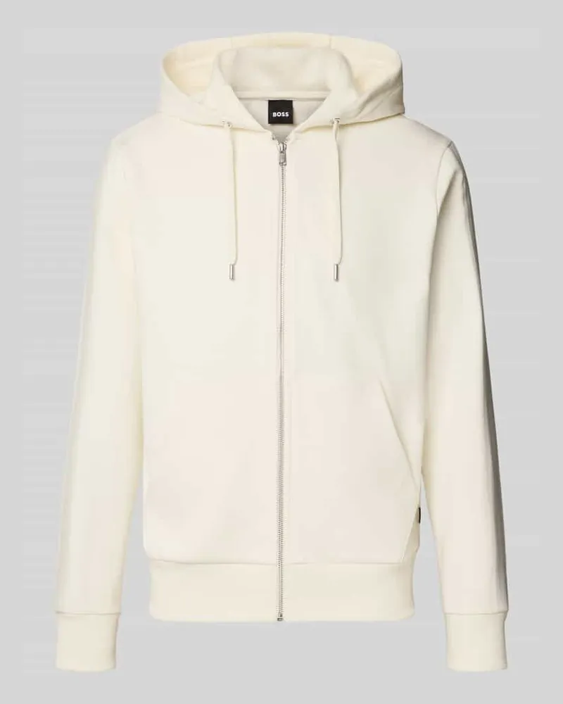 HUGO BOSS Sweatjacke mit Kapuze und Kängurutasche Offwhite