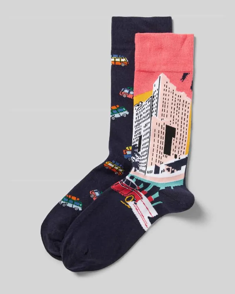 Christian Berg Socken mit Motiv-Stitching im 2er-Pack 