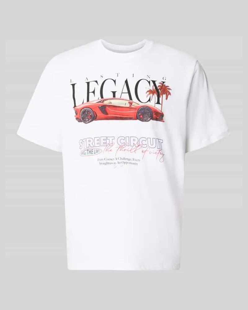 Jack & Jones Relaxed Fit T-Shirt mit Statement-Print Modell 'Photo Weiss