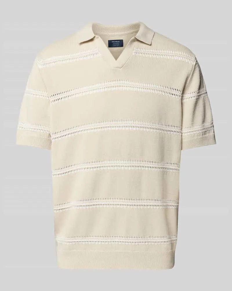 McNeal Relaxed Fit Strickpolo mit V-Ausschnitt Sand