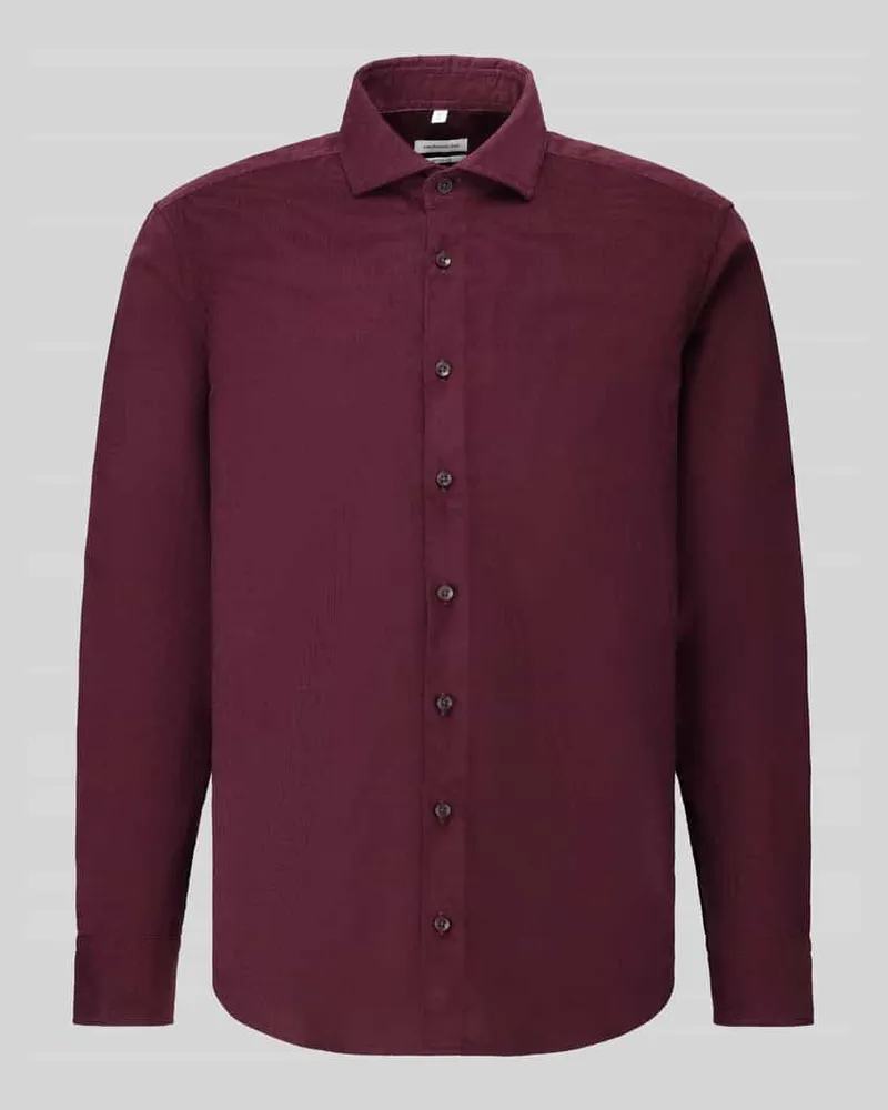 Seidensticker Regular Fit Businesshemd mit Cordstruktur Bordeaux