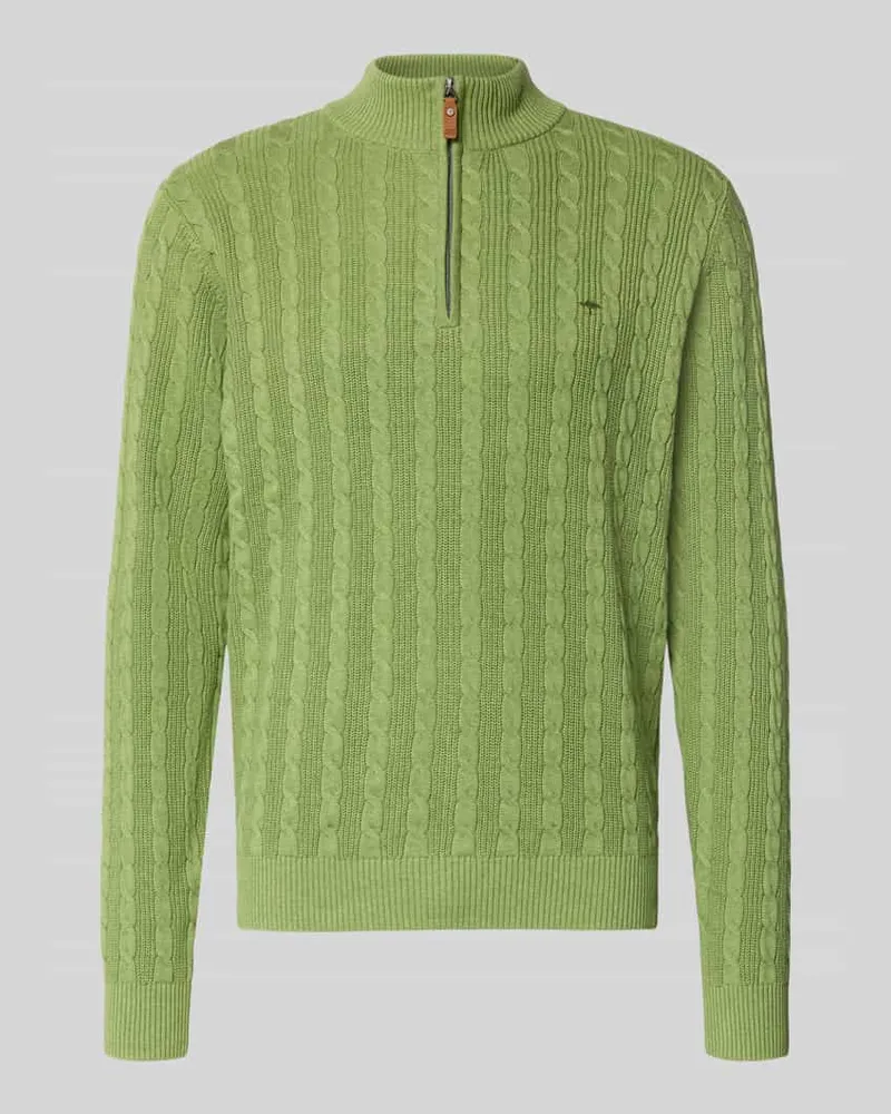 Fynch-Hatton Strickpullover mit kurzem Reißverschluss Hellgruen