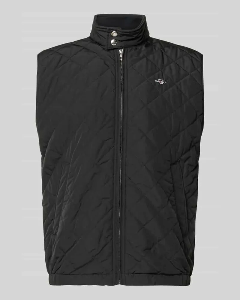 Gant Regular Fit Weste mit Stehkragen in Stepp-Optik Black