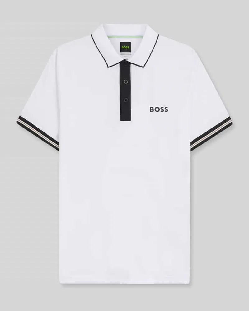 HUGO BOSS Regular Fit Poloshirts mit Kontrastdetails Weiss
