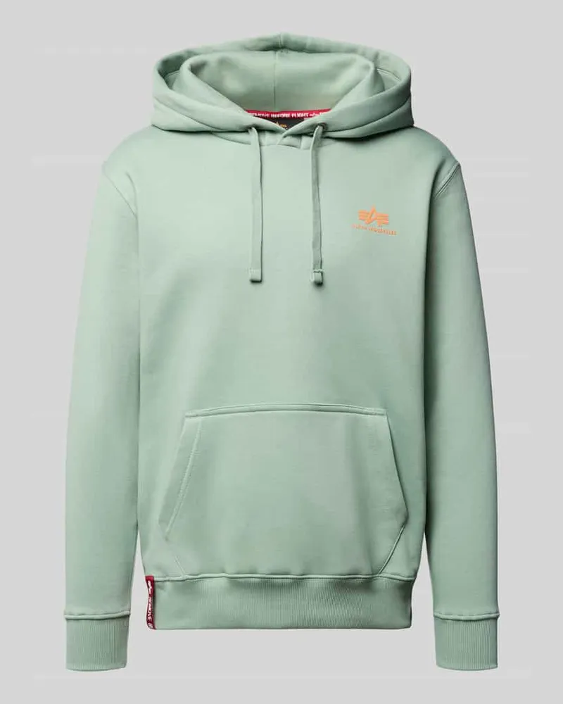 Alpha Industries Hoodie mit Logo und Känguru-Tasche Mint