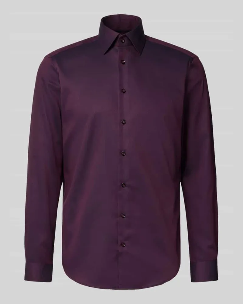 Christian Berg Regular Fit Business-Hemd aus reiner Baumwolle mit Kentkragen Aubergine