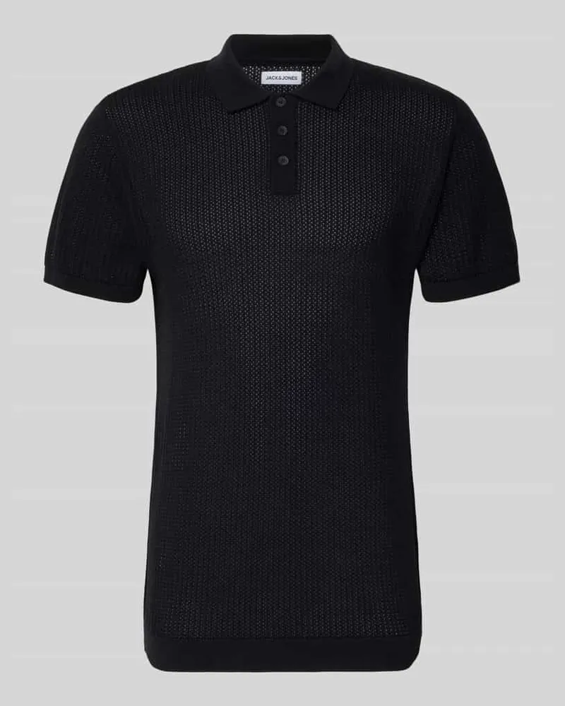Jack & Jones Modern Fit Poloshirt mit kurzer Knopfleiste Modell 'JESS Black