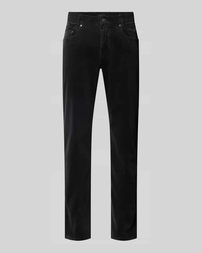 Bugatti Straight Fit Cordhose aus elastischem Baumwoll-Mix Anthrazit
