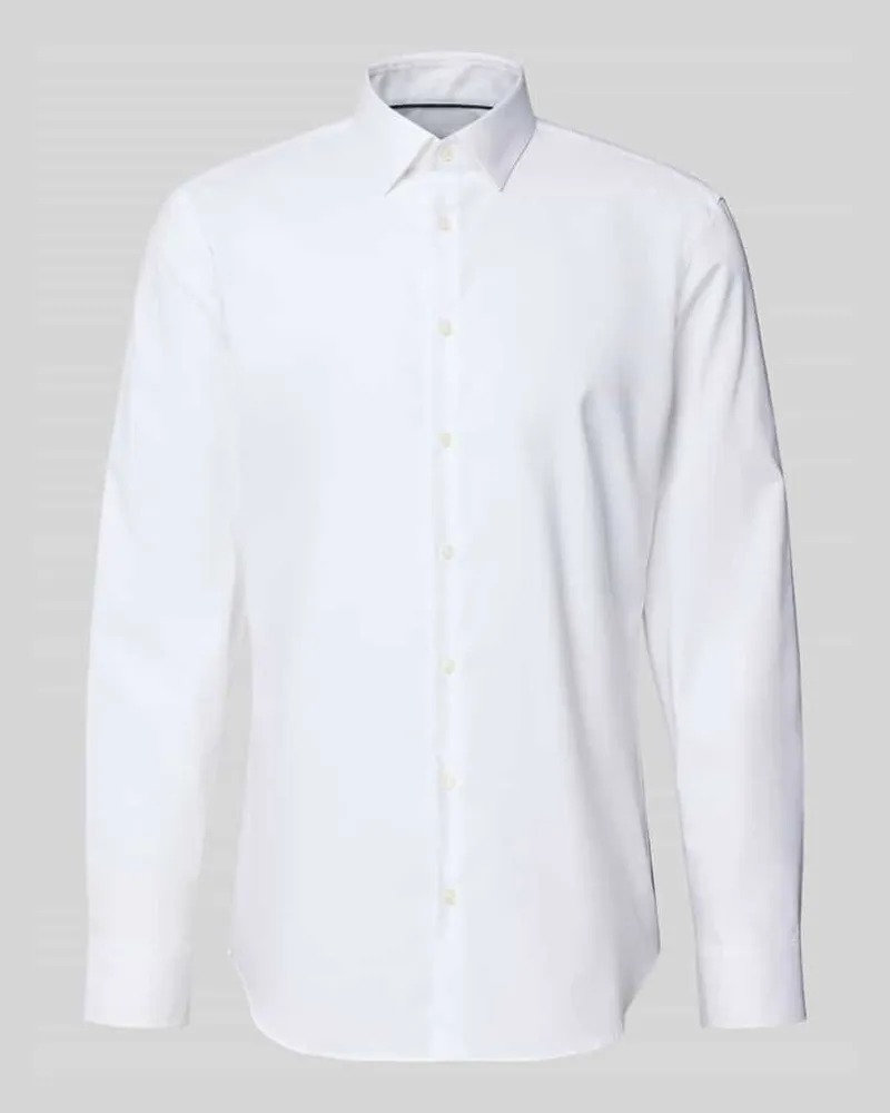 JAKE*S Super Slim Fit Businesshemd mit Kentkragen Weiss