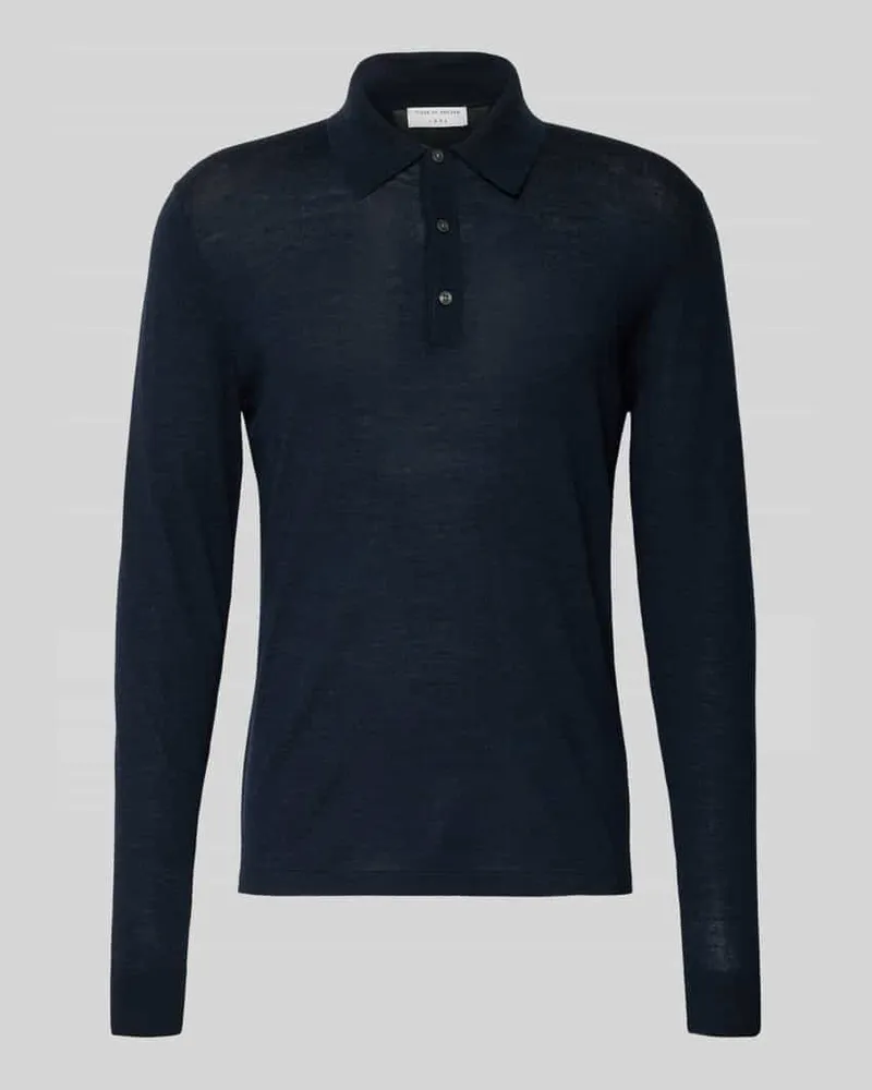 Tiger of Sweden Slim Fit Poloshirt aus reiner Wolle Modell 'Eross Dunkelblau