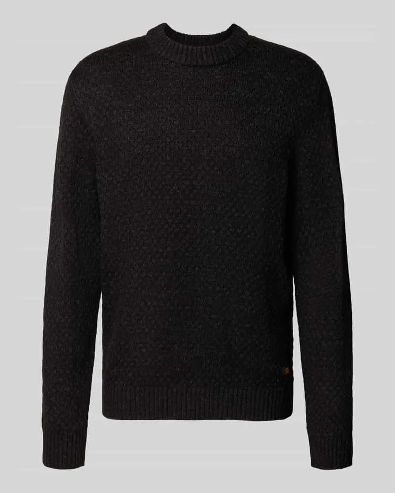 Jack & Jones Regular Fit Strickpullover aus Baumwoll-Mix Modell 'BLAKE Anthrazit
