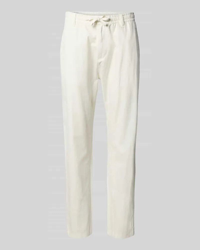S.Oliver Relaxed Fit Chino Leinen-Baumwoll-Mix Weiss