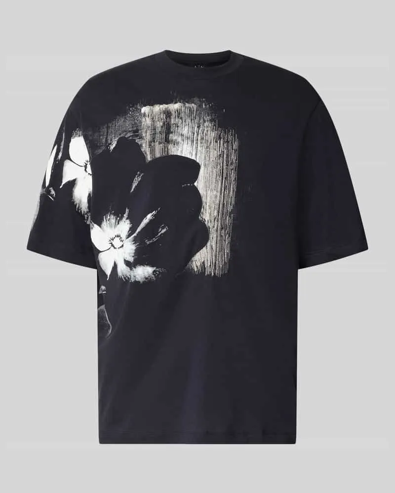 Armani Exchange Comfort Fit T-Shirt mit Motiv-Print Marine