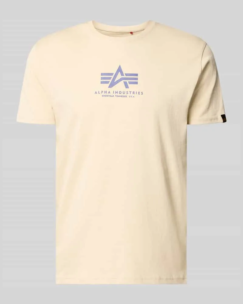 Alpha Industries T-Shirt mit Logo und Rundhalsausschnitt Offwhite