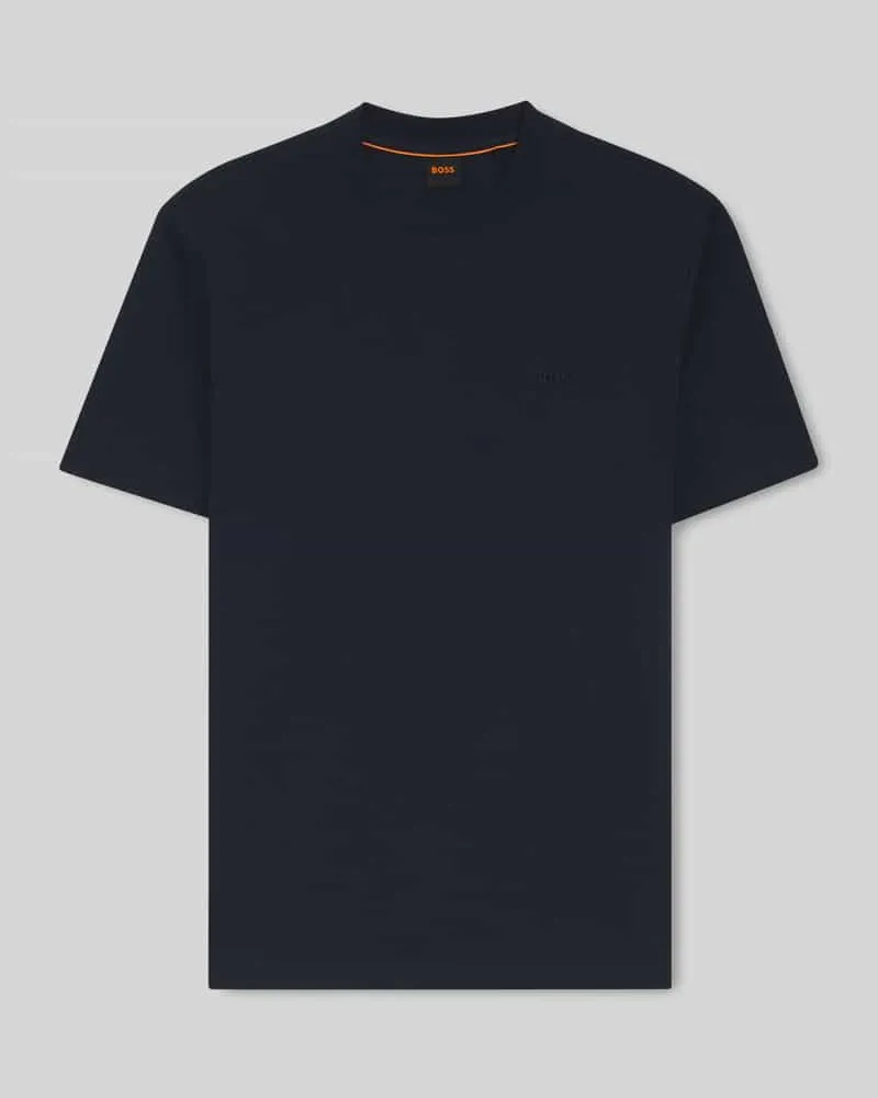HUGO BOSS Regular Fit T-Shirt aus reiner Baumwolle Modell 'TE_INTERLOCK Marine