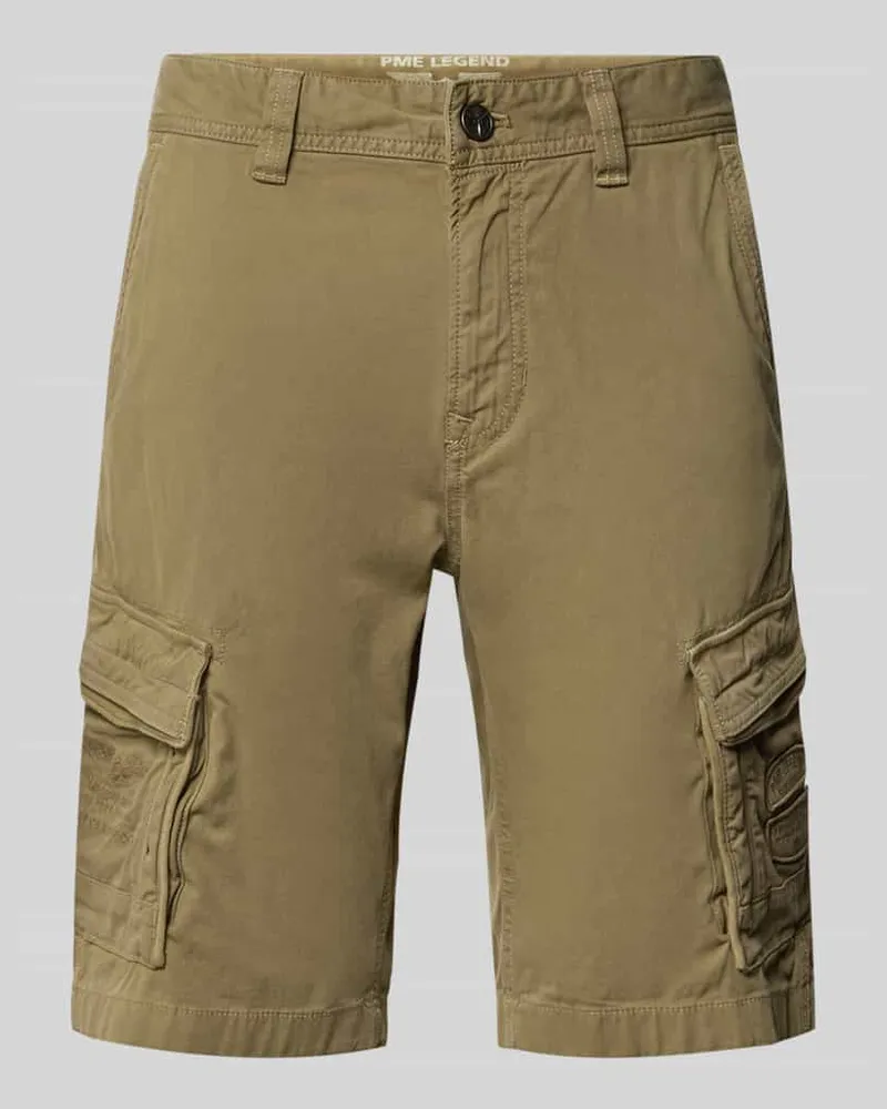 PME Legend Bermudas mit Pattentaschen und Label-Stitchings Oliv