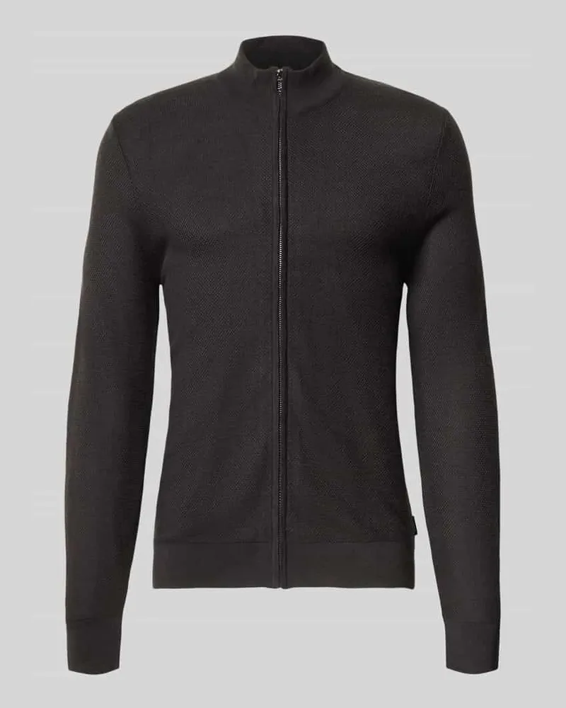JOOP! Strickjacke aus Wolle mit Stehkragen Black