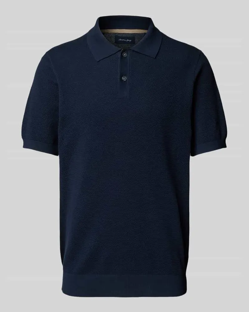 Christian Berg Poloshirt mit gerippten Abschlüssen Marine
