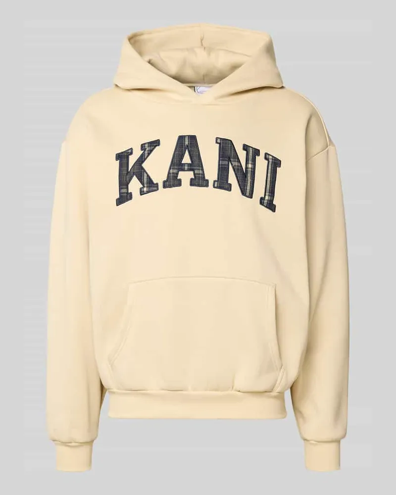 Karl Kani Hoodie mit Label-Stitching und Känguru-Tasche Offwhite