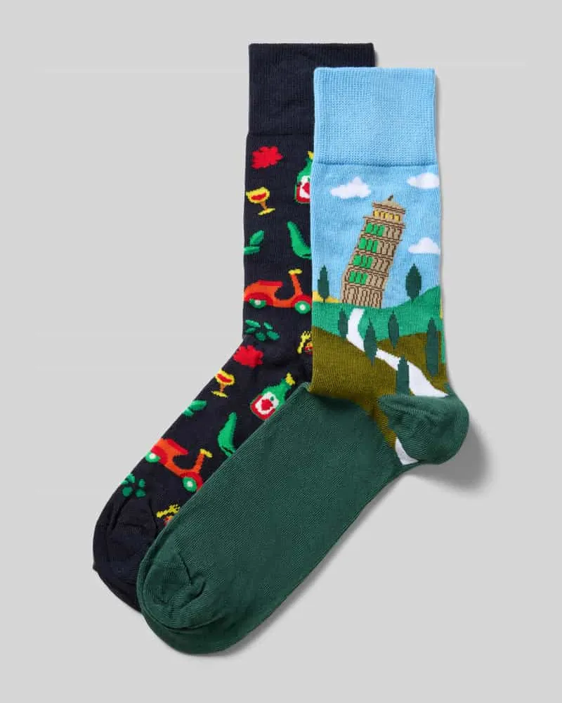 Christian Berg Socken mit elastischem Rippenbündchen im 2er-Pack Dunkelgruen