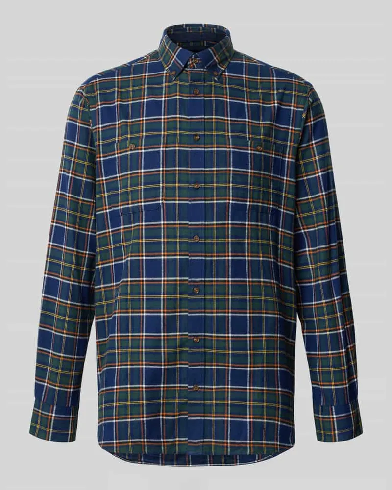 Christian Berg Slim Fit Freizeithemd aus Flanell mit Button-Down-Kragen Marine