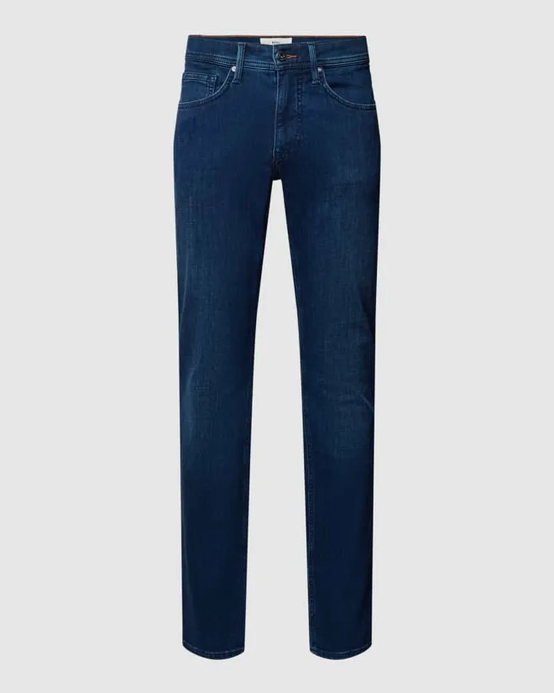 Brax Slim Fit Jeans mit Kontrastnähten Modell 'Chris Jeansblau