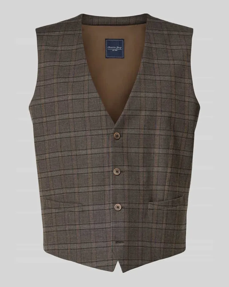 Christian Berg Regular Fit Weste mit Eingrifftaschen Mittelbraun