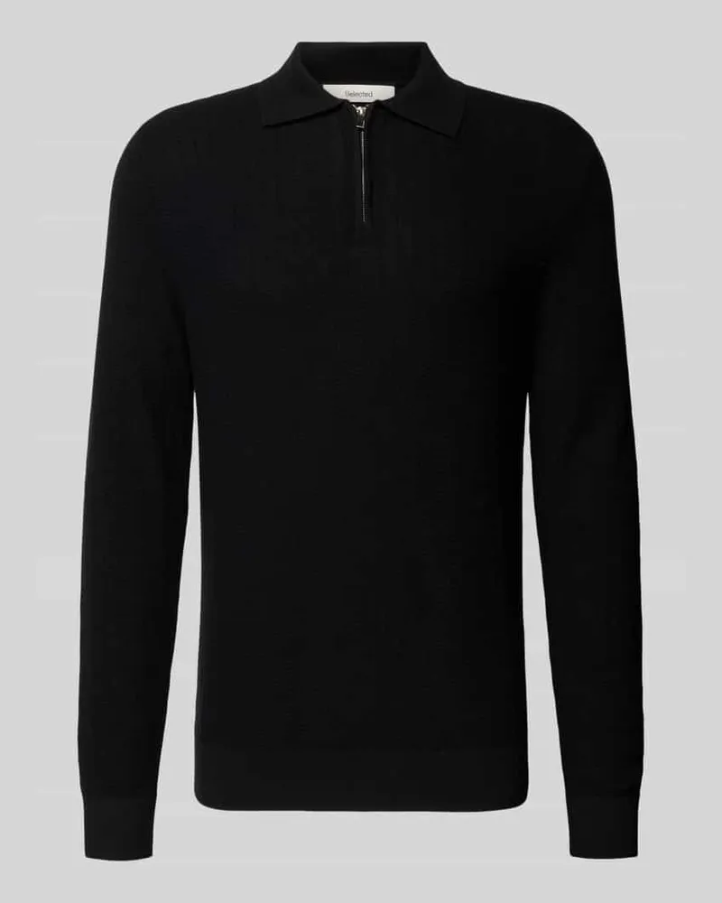 Selected Homme Oversized Poloshirt aus reiner Baumwolle Modell 'CRAN Black